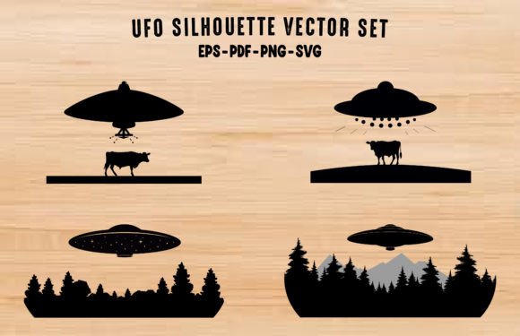 Download Cow Abduction Silhouettes, UFO in Jungle - Abduction Collection