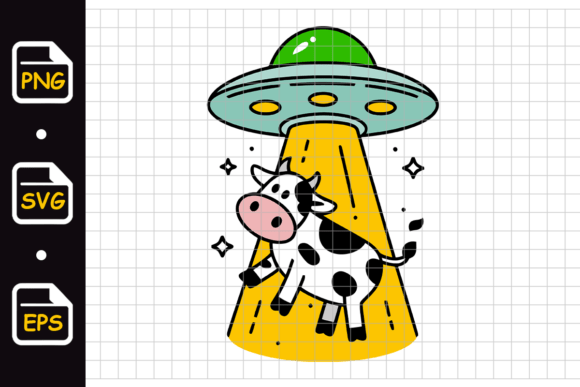 Download Cartoon Cow Abduction by UFO Colorful - Premium Resources
