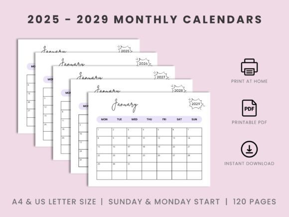 Download 2025 - 2029 Monthly Landscape Calendars - 2029 Collection