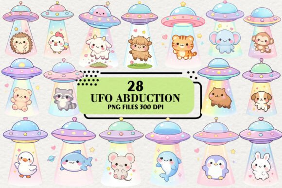 Download Kawaii UFO Abduction Clipart Bundle - Abduction Collection